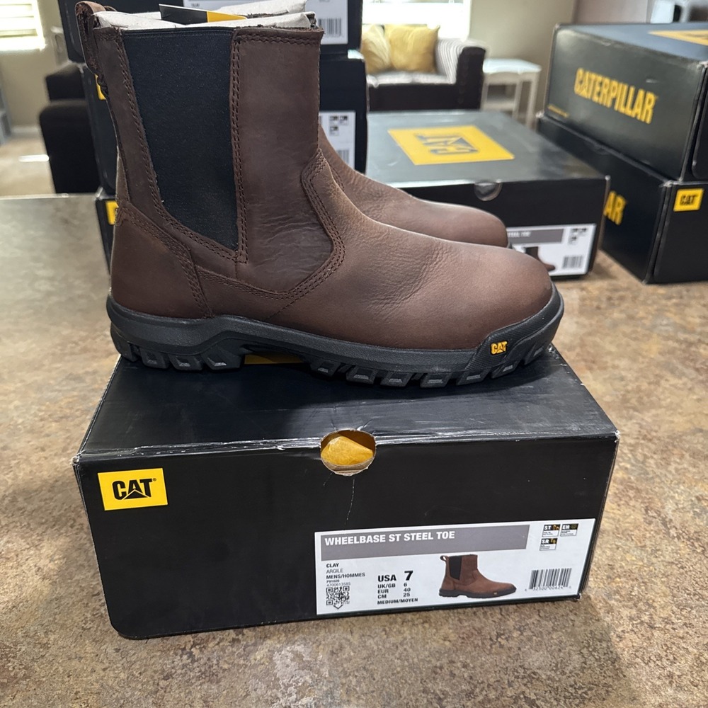 caterpillar boots Wheelbase Steel Toe Clay Agrile Men's 7 Brown Workwear